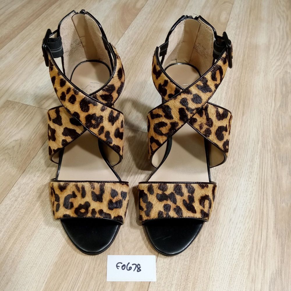 Franco Sarto Leopard Print Block Heel Sandals - Black Buckle - Picture 8 of 8